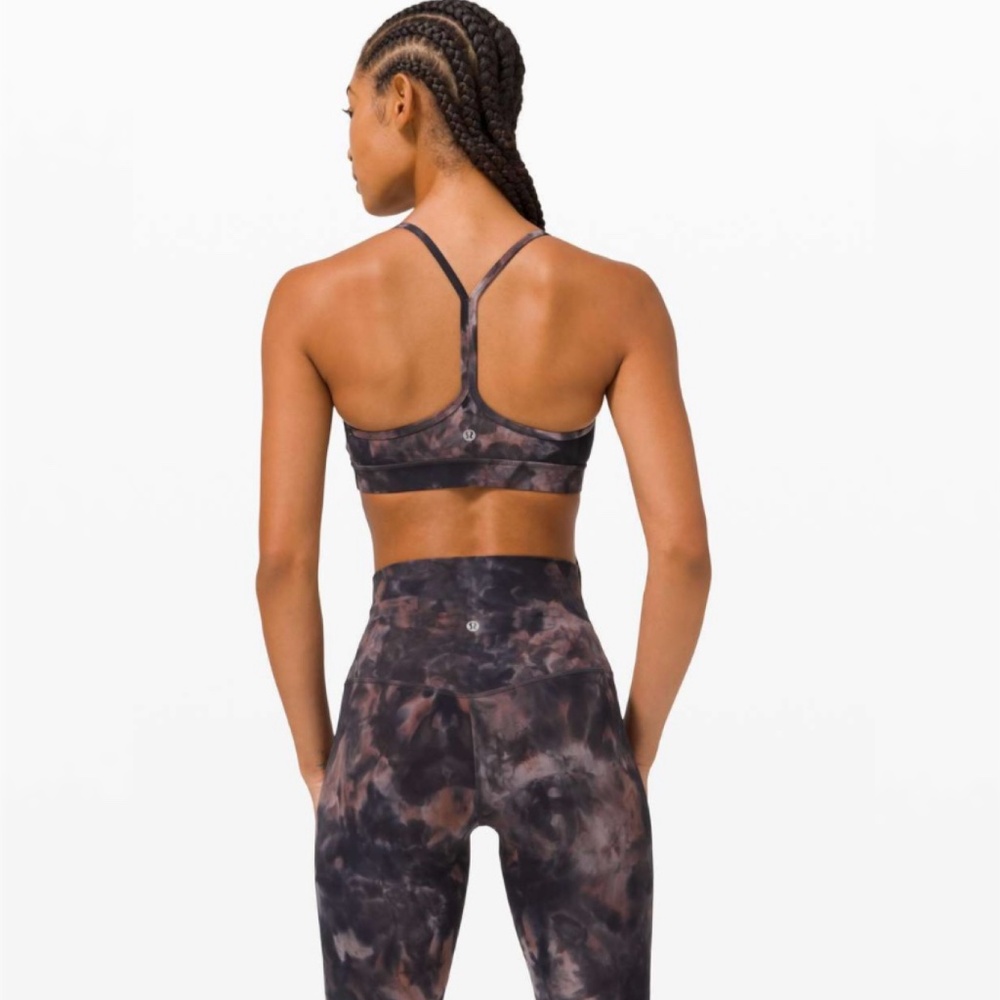 Lululemon Flow Y Sports Bra Top Racerback Tie Dye Activewear Athleisure Pink 6 - Picture 2 of 11